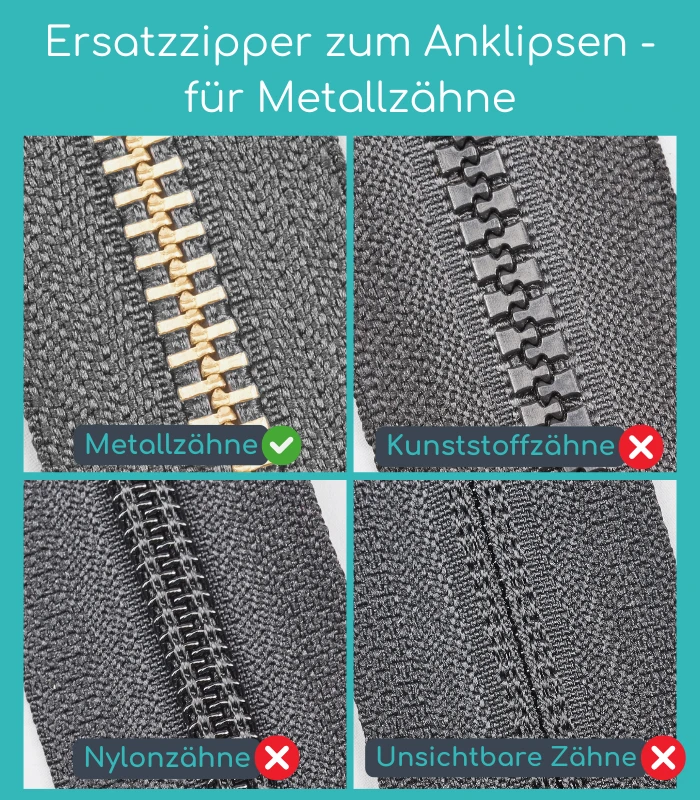 Reparaturschieber für Metallreißverschlüsse - Clip&Zip