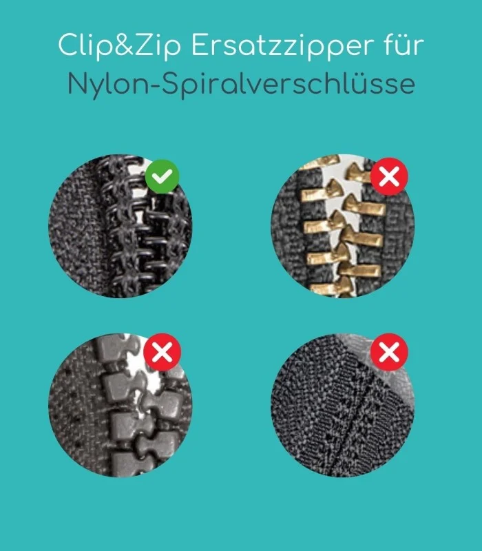 Ersatzzipper für Nylon-Spiralverschlüsse - Clip&Zip