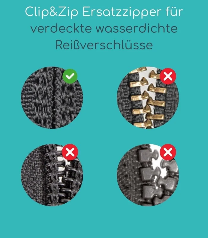 Ersatzzipper für verdeckte wasserdichte Reißverschlüsse- Clip&Zip
