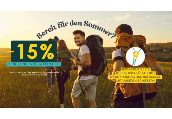 Junezip-Aktion 2026 : – 15 % Rabatt ohne Mindestbestellwert.