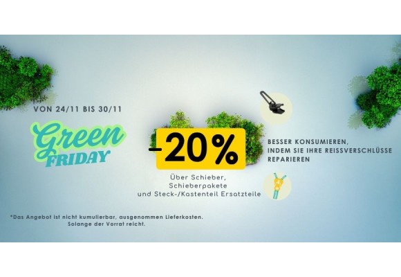 Green Friday-Aktion: 20 % Rabatt 