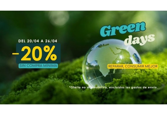 Promoción «Green Days»: 20 % de descuento sin importe mínimo de compra.