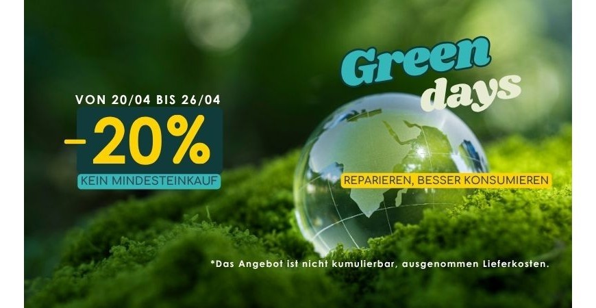 Aktion „Green Days“: 20 % Rabatt ohne Mindestbestellwert.