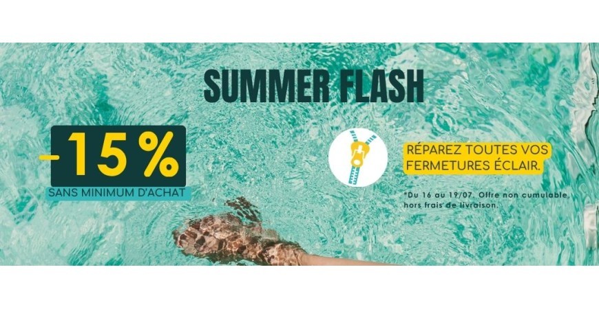 Promotion Summerflash 2026 : -15% sans minimum d'achats 