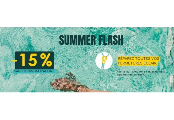 Promotion Summerflash 2026 : -15% sans minimum d'achats 