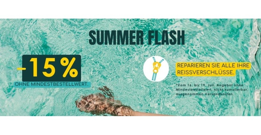 Summerflash-Aktion 2026: 15 % Rabatt ohne Mindestbestellwert 