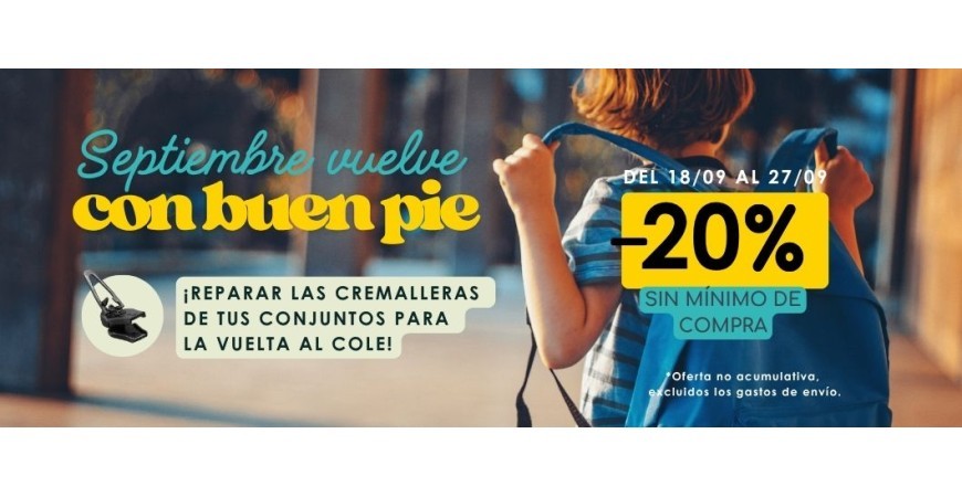 Promoción de septiembre: 20 % de descuento en la reparación de cremalleras.