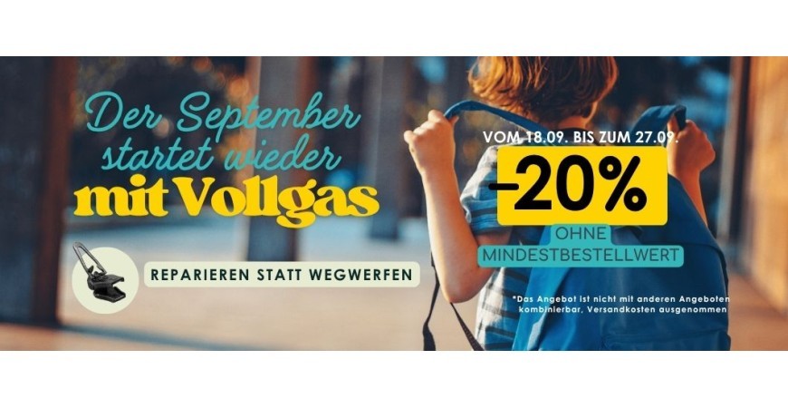 September-Aktion: 20 % Rabatt auf die Reparatur Ihrer Reißverschlüsse