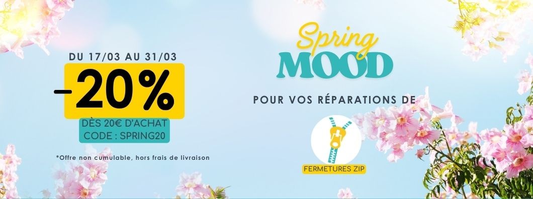 -20% dès 20€ d'achat sur la réparation des fermetures zip